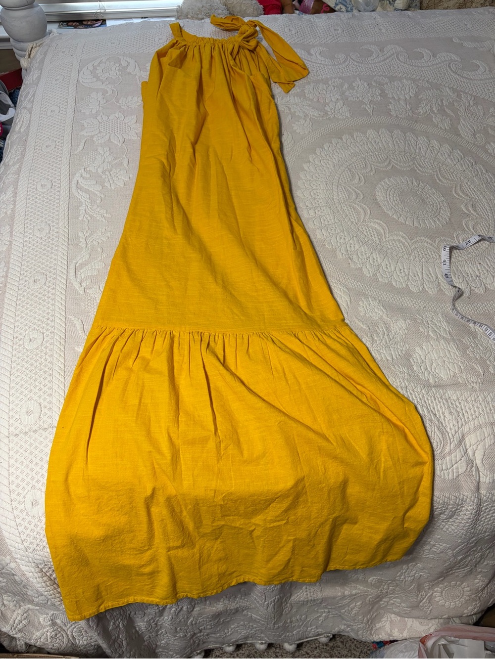 Mudpie Tiered Maxi Dress w/bow Worn 1x color great for fall, spring & summer S